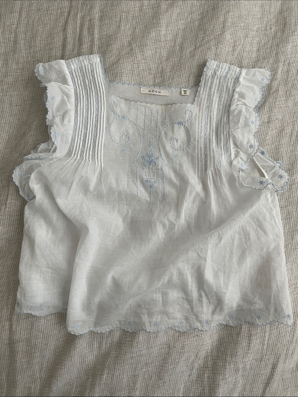 dôen auden sea salt ruffle sleeve top